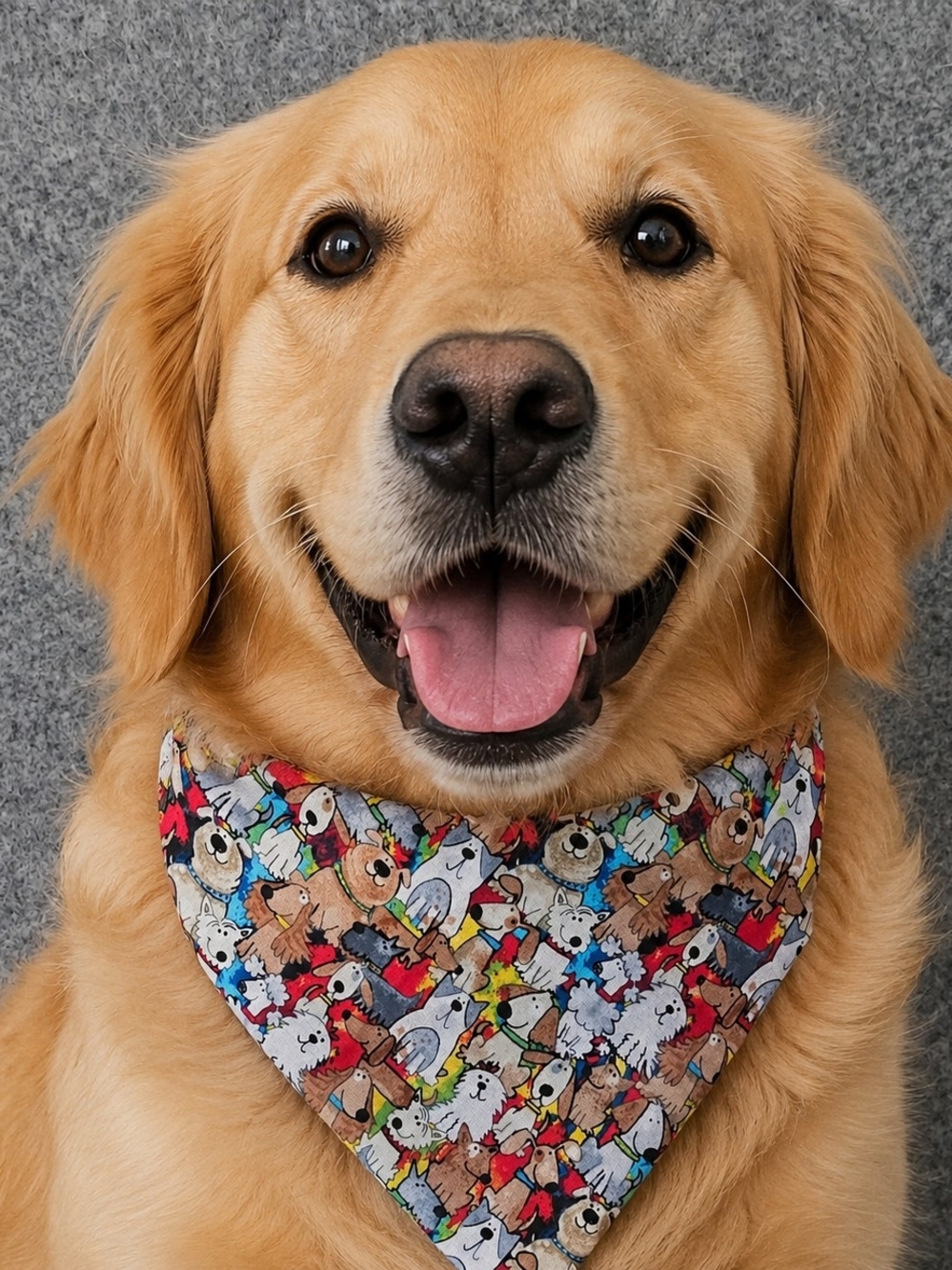 Dog Bandana - Multicolor Cartoon Dogs Pattern